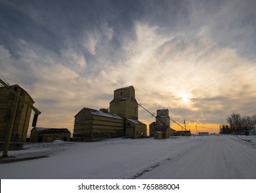 Grain Elevators Winter Sunset