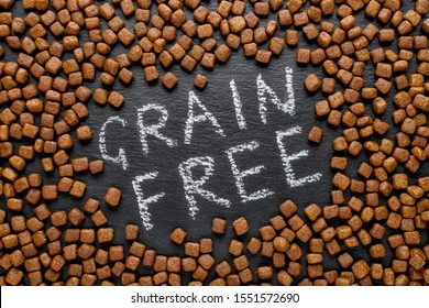 grain free dog food on black background