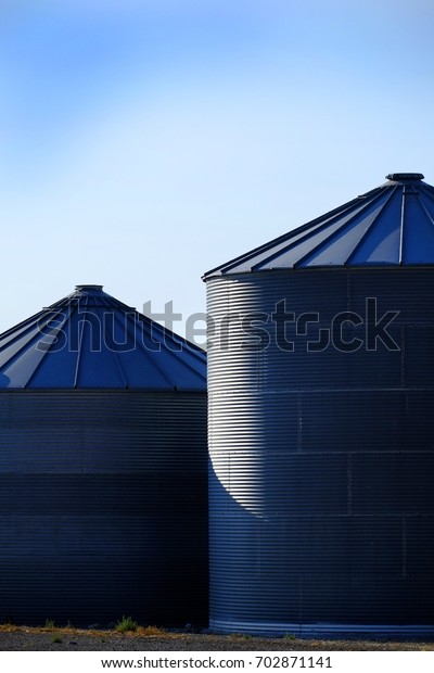 Grain Silos on Farm for Farming and Storage of Wheat\
processing food