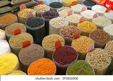 Grains and Beans Groceries in Bulk Bags at Market