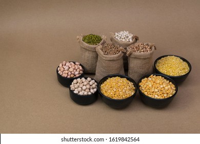 Grains in gunny bag / Various grains and pulses in gunny bag - Pulses and Grains - Shutterstock ID 1619842564