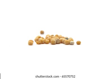 Grains Of Mustard Seed On White