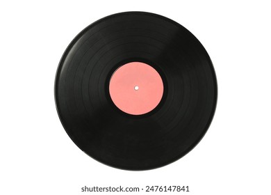 Gramophone vinyl record isolated on white background. Top view