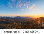 Grampians mountains vista landscape viewed from the Reed Lookout during sunset, Victoria, Australia