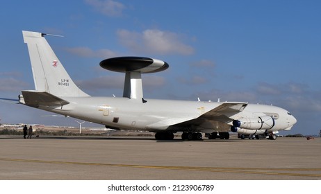 Gran Canaria Gando Airport Canary Islands Spain OCTOBER, 21, 2021 Boeing E-3 Sentry AWACS (Airborne Warning And Control System) Of NATO Airborne Early Warning And Control Aircraft Parked