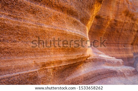 Gran Canaria, smooth volcanic tuff walls of ravine Barranco de las Vacas between Temisas and Aguimes