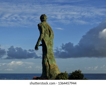 Gran Canaria/Spain. 04/04/19 Alfredo Kraus Statue With Dramatic Sky