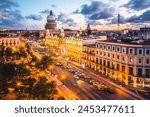 The Gran Teatro de La Habana and El Capitolio at sunset, Havana, Cuba, West Indies, Caribbean, Central America