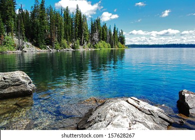 Gran Teton, Beautiful Landscape With The Lake