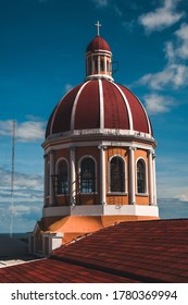 Granada, Nicaragua cathedral against blue sky