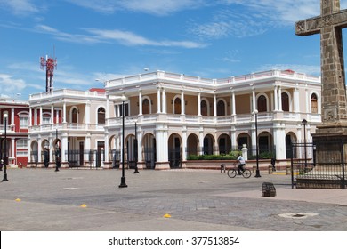 Granada, Nicaragua - October 14, 2015: Central Park Outdoors view with people, it's the most turistic place