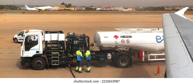 Granada, Spain; 10-03-2022: Aircraft Refueling Truck On Federico García Lorca Granada-Jaén (GRX-LEGR) Airport.