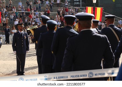 Granada, Spain; 10-09-2022: Pledge Of Allegiance Due To The 100th Anniversary Of The Air Force Base Of Armilla. The Army's Band Performing Various Military Marches.