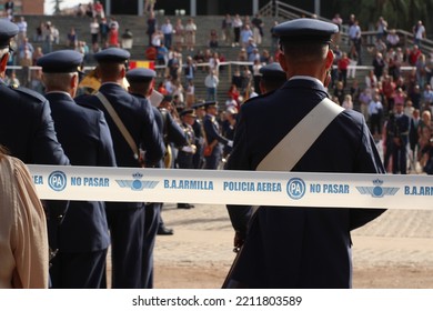 Granada, Spain; 10-09-2022: Pledge Of Allegiance Due To The 100th Anniversary Of The Air Force Base Of Armilla. The Army's Band Performing Various Military Marches.