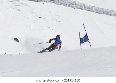 GRANADA, SPAIN - FEBRUARY 11, 2015: Winter Universiade 2015. Ladies' Giant Slalom In Sierra Nevada. NAATZ Emma, USA.