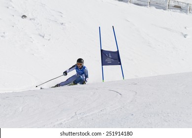 GRANADA, SPAIN - FEBRUARY 11, 2015: Winter Universiade 2015. Ladies' Giant Slalom In Sierra Nevada. MACAULAY Alice