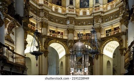 Granada, Spain - July 27, 2022: Interiors Of The Cathedral (Catedral De Granada, Santa Iglesia Catedral Metropolitana De La Encarnación De Granada). 