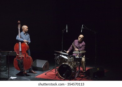 GRANADA - SPAIN, NOVEMBER 10, 2015: Aaron Goldberg Trio, At 36 Granada International Jazz Festival.  Reuben Rogers, Bass, And Leon Parker, Drums.