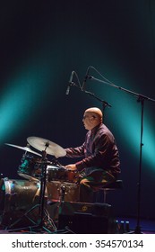 GRANADA - SPAIN, NOVEMBER 10, 2015: Aaron Goldberg Trio, At 36 Granada International Jazz Festival. Leon Parker, Drums.