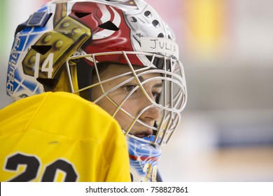 GRANADA - SPAIN, NOVEMBER 12, 2017: Ice Hockey, Four Nations Tournament U18 Female, At Igloo Arena, Granada. Goalkeepers, EMBID JULIA.