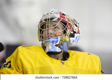 GRANADA - SPAIN, NOVEMBER 12, 2017: Ice Hockey, Four Nations Tournament U18 Female, At Igloo Arena, Granada. Goalkeepers, EMBID JULIA.