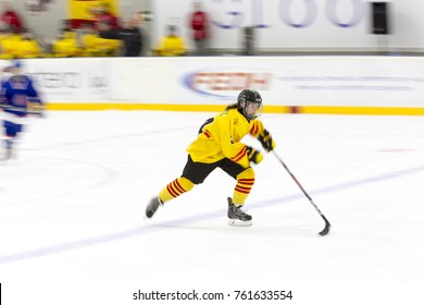 GRANADA - SPAIN, NOVEMBER 12, 2017: Ice Hockey, Four Nations Tournament U18 Female, At Igloo Arena, Granada. Spanish Player, CASADO PAULA.