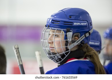 GRANADA - SPAIN, NOVEMBER 12, 2017: Ice Hockey, Four Nations Tournament U18 Female, At Igloo Arena, Granada. British Player, SYLVESTER ABBIE.