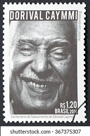 GRANADA, SPAIN - NOVEMBER 30, 2015: A Stamp Printed In Brazil Dedicated To  Centenary Of The Birth Of Dorival Caymmi, 2014