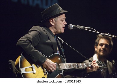 GRANADA - SPAIN, NOVEMBER 7, 2015: Juan Perro Trio At 36 Granada International Jazz Festival. Santiago Auseron, Voice And Guitar, And Gabriel Amargant, Saxophone.