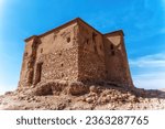 Granary building at the top of the hill. Aït Benhaddou is a fortified kasbah-village on the route between the Sahara and Marrakech