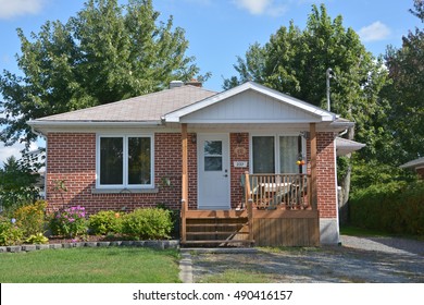 GRANBY QUEBEC CANADA 09 28 2016: Typical 70s Bungalow house is a type of building, originally from Bengal region in South Asia, but now found throughout the world. 