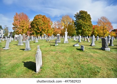 GRANBY QUEBEC CANADA 10 12 2016: Catholic Cemetery In Fall. Granby Is The Seat Of La Haute-Yamaska Regional County Municipality.  The Population As Of The Canada 2011 Census Was 63,433.