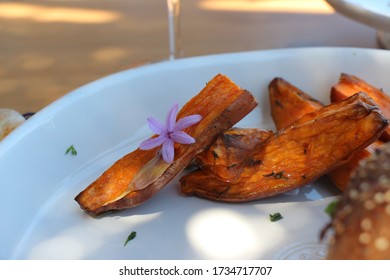 Grand Beach Club, Vila Real De Santo António, Portugal - May 29 2019: Gourmet Sweet Potato From The Chef Of Grand House Algarve Hotel