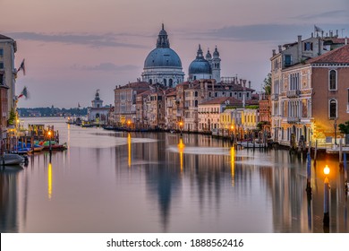The Grand Canal and the Basilica Di Santa Maria Della Salute in Venice early in the morning