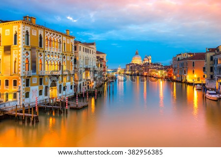 Grand Canal and Basilica Santa Maria della Salute, Venice, Italy 