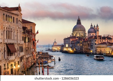 Grand canal and the Basilica of St Mary in Venice, Italy.