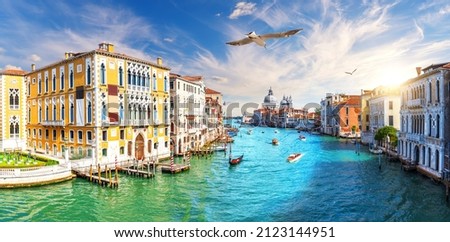Grand Canal, view of the Lagoon near Santa Maria della Salute, Venice, Italy