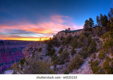 Grand Canyon Lodge At Sunset