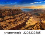 Grand Canyon National Park at amazing, dramatic sunset, Arizona, USA