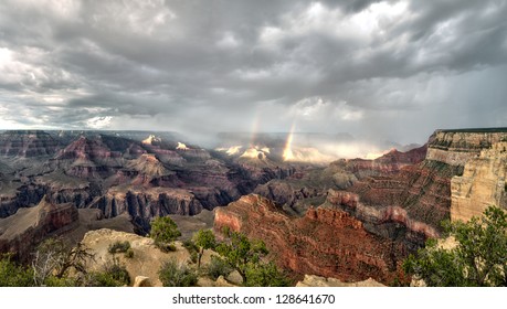 Grand Canyon Panorama Colors, Sunset Rainbow On The South Rim, Powell Point, Arizona