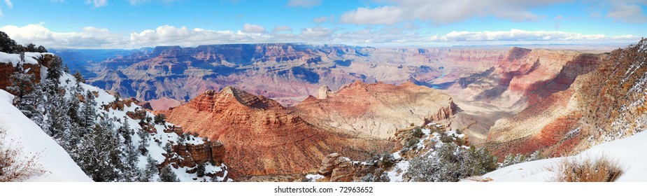 Grand Canyon panorama view in winter with snow and clear blue sky. - Powered by Shutterstock