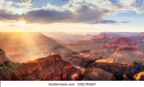 Grand Canyon Sunset from Hopi Point during summer monsoon