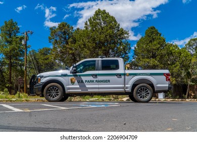 Grand Canyon Village, AZ, USA - July 1, 2022 - Park Ranger Pickup Truck