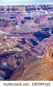 The Grand Canyon in winter with snow in the higher elevations.  This is an epic image taken from the Grand Canyon village in Grand Canyon National Park in Arizona, USA.