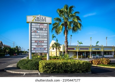 Grand Cayman, Cayman Islands, Aug 2022, View Of 7 Mile Shops A Retail Area In The George Town District
