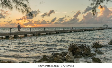 Grand Cayman Rum Point Dock At Sunset