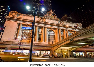 Grand Central Along 42nd Street At Night, New York City