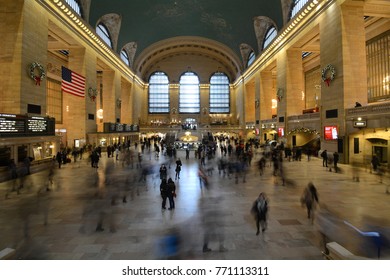 Grand Central Station With Christmas Decorations Up - New York City, NY, USA - December 8, 2017