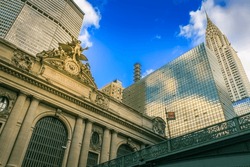 Grand Central Terminal Facade At Sunny Day, New York City, United States