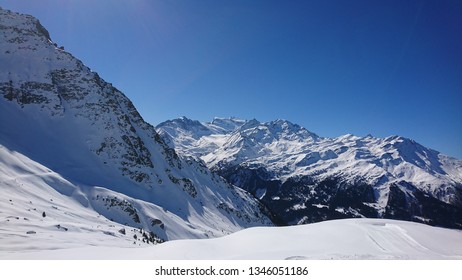 Grand Combin Peak From La Chaux Viewpoint In Verbier Resort In Switzerland